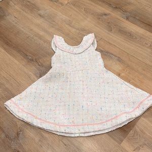 Janie and Jack tweed white, pastel pink/blue/yellow Easter dress